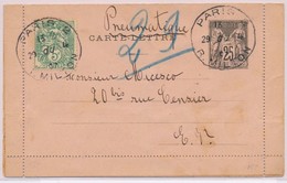 EP SAG L1 - Pneumatique Au Type Sage - 25c Noir + N°111 - Obl. PARIS 1907 - B/TB - Cartes-lettres