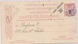 EP SAG N2 - 50c Rose - Obl. PARIS (bleu) - 1880 - TB - Pneumatische Post