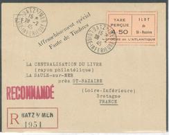 L POCHE DE SAINT NAZAIRE Vignette 4F50 - Ilôt De ST NAZAIRE - S/pli Rec - Obl. BATZ S/Mer - 28/2/45 + Griffe "Afft Spéci - Guerre (timbres De)