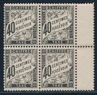 ** N°19 - 40c Noir - Bloc De 4 + Interpanneau - TB Centrage - TB - 1859-1959 Neufs