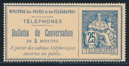 (*) TELEPHONE N°3 - 25c Bleu -TB - Telegraaf-en Telefoonzegels