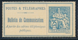 (*) TELEPHONE N°7 - 25c Bleu - TB - Telegraaf-en Telefoonzegels