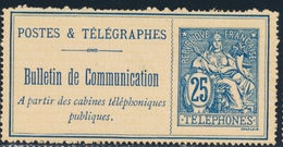 (*) TELEPHONE N°16 - 25c Bleu S/chamois - TB - Télégraphes Et Téléphones