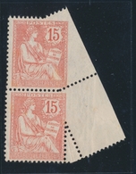 ** N°125 - 15c Vermillon - Paire - Superbe Variété De Piquage - TB - Ongebruikt