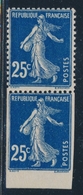 ** N°140 - 25c Bleu - Paire Vertic. - Dt 1 Ex ND Accidentel - Signé Blanc - TB - Ongebruikt