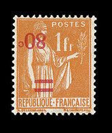 * N°359b - 80c S/1F Orange - Surch. Renversée - Signé A. Brun/Scheller - TB - Neufs