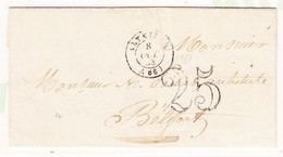 LAC T15 Altkirch - 1853 - Pour Benfeld - Taxe 25 Dt - TB - Brieven En Documenten