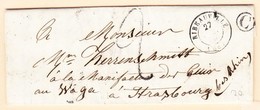 LAC T15 Ribeauvillé (1849) + CF "C"= St Hippolyte + Taxe Tampon 2 - B/TB - Lettres & Documents