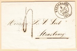 LAC T13 Wesserling (66) 3 Nov 1843 + Taxe Tampon 4 - Pr Strasbourg - TB - Brieven En Documenten