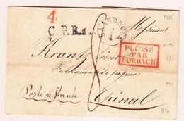 LAC N°196 - Prusse Par Forbach Rge + Saarbruck 6/4 (1835) + Taxes - Pr Epinal - 1801-1848: Voorlopers XIX