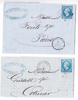 LAC 2 Plis Huningue - Datés 1856, 1858 - Dble Port - TB - Brieven En Documenten