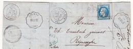 L N°29 - Obl. GC 4605 - T17 Gare De Colmar - 17/9/1869 - Pr Riquewihr - Verso Convoyeurs COLMAR Bale St Et OSTHEIM St Ba - Lettres & Documents
