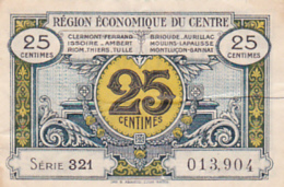 Billet Chambre De Commerce Région économique Du Centre - 25 Cts - Série 321 - 1er Août 1924 - Sans Filigrane - Chambre De Commerce