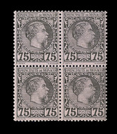 ** N°8 - 75c Noir S/rose - Bloc De 4 - TB - ...-1885 Préphilatélie