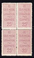 **/* N°5 - 25c Brun Lilas - Bloc De 4 - 2 Ex ** - TB - Postpaketten