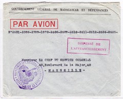 L Env. à Entête + Cachet "Gouvernement Général De Madag…" + Dispensé De L'affranchis. Verso CA 30/8/38 - Autres & Non Classés