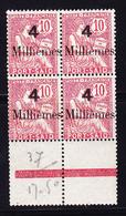 ** N°37 - 4 Mill. S/10c Rose - Bloc De 4 + Interpanneau - TB - Andere & Zonder Classificatie