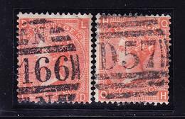 O N°32 - 4p. Rouge-orange (x2) - Planche 10 - Obl. 466 (Liverpool) Et Planche 11 - Obl. D57 (Bute Docks) - TB - Neufs