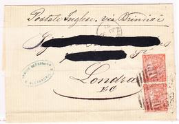 L N°32 Paire De GB - Obl B01 - (Alexandrie) - Du 06/07/1871 - Pr Londres - Adresse Rayée - B/TB - Brits-Levant