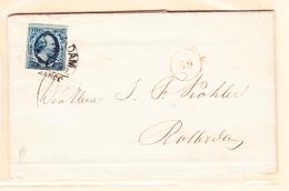 LAC N°1 - 5c Bleu Foncé - Obl. Rotterdam (1857) + "59" Ds Cercle Rouge - TB - Lettres & Documents