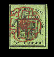 O N°6 (N°3) - Grand Aigle - Très Belles Marges Dt Une Au Voisin - Rosette De Genève - TF - Certif. Renggli - TB - 1843-1852 Federale & Kantonnale Postzegels