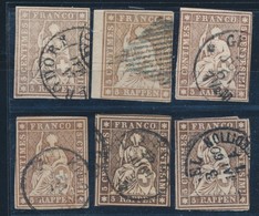 O N°22 (N°26) - 5r Brun (x6) Dt 1 BDF - Nuances - B/TB - 1843-1852 Federale & Kantonnale Postzegels