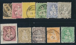 O N°37/43, 44/45 (N°42/48 Sf 42A + 49/50 + 53/4) - 11 T. - B/TB - 1843-1852 Timbres Cantonaux Et  Fédéraux