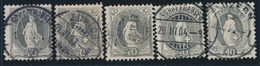 O N°69A, 69C, 69D, 69E, 76F (N°75 Et 92) - 40c Gris (x5) - (cote SBK 350 FS) - TB - 1843-1852 Federale & Kantonnale Postzegels