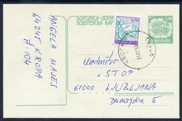 YUGOSLAVIA 1991 Mailcoach 3.50 D. Stationery Card Used With Additional Franking.  Michel P206 - Postal Stationery