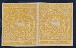 (*) N°3c - 1r Jaune - Papier Quadrillé - Paire - TB - Ecuador