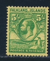 * N°56 - 5$ Vert S/jaune - TB - Falkland