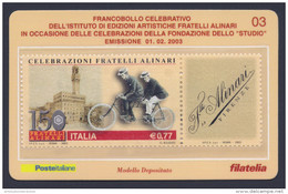 2003 ITALIA REPUBBLICA "FRATELLI ALINARI" TESSERA FILATELICA - Philatelic Cards