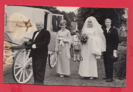 220000 / Old Real Original Photo - Marriage Mariage WEDDING - Bride And Groom Bridegroom Coach (carriage) - Noces