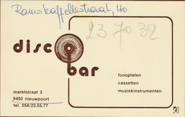Visitekaartje Discobar Fonoplaten Cassetten Muziekinstrumenten Nieuwpoort - 1950 - ...