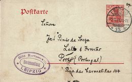 Germany , 1909 , Deutsches Reich ,  Stationery , Germania , Postkarte , Leipzig , Porto Portugal - Tarjetas