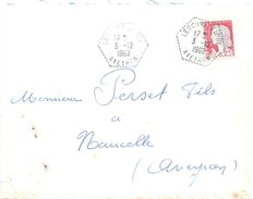 4236 LESCURE-JAOUL Aveyron Lettre 1263 25c Decaris 3 12 1962 Hexagone Pointillé Agence Postale Lautier F84236 - Brieven En Documenten