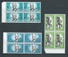 South Africa 1966 Prime Minister Verwoerd Set 3 MNH Blocks Of 4 - Neufs