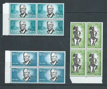 South Africa 1966 Prime Minister Verwoerd Set 3 MNH Blocks Of 4 - Unused Stamps