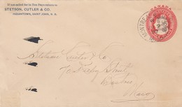 CANADA - ENTIER POSTAL 3 CENTS - MONTREAL ST JOHN JU 9 99 POUR BOSTON - STETSON CUTLER & CO./2 - 1860-1899 Regno Di Victoria