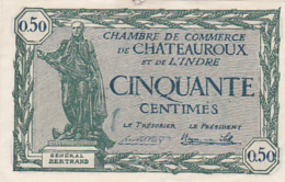 Billet Chambre De Commerce De Chateauroux Et De L'Indre - 50 Centimes - 5 Février 1922 - Filigrane Abeilles - Chambre De Commerce