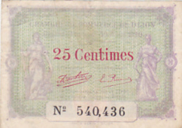 Billet Chambre De Commerce De Dijon - 25 Centimes, 30 Avril 1920 - Sans Filigrane - Chambre De Commerce
