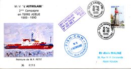 FRANCE. Enveloppe Commémorative De 1989. L'Astrolabe En Terre Adélie. - Navires & Brise-glace