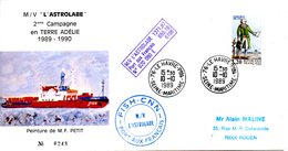 FRANCE. Enveloppe Commémorative De 1989. L'Astrolabe En Terre Adélie. - Navires & Brise-glace