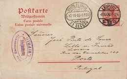 Germany , 1906 , Stationery , Entier , Leipzig And Porto Postmarks - Cartes Postales