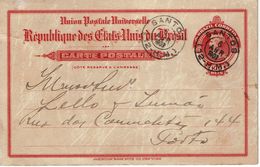 Brazil , Bresil , Brasil , 1909 , Stationery , Entier , Santos And Porto Postmarks - Postal Stationery