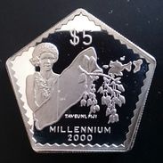 FIJI 5 DOLLARS 1999 SILVER PROOF "Millennium 2000" Free Shipping Via Registered Air Mail - Figi