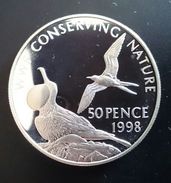 ASCENSION ISLAND 50 PENCE 1998 SILVER PROOF "World Wildlife Fund - Conserving Nature" Free Shipping Via Registered Air - Ascensione