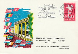 1969 Luxembourg COUNCIL OF EUROPE 10th ANNIV EVENT COVER Card Stamps Europa European - Briefe U. Dokumente