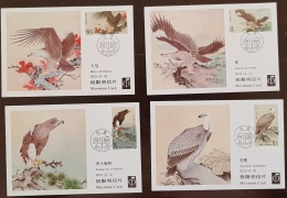 CHINE Oiseaux, Pajaros, Aves, Birds, Rapaces, Yvert 2814/17, 4 Cartes Maximums 1er Jour, FDC  1987. Serie Complete - Eagles & Birds Of Prey