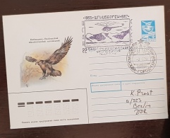 RUSSIE URSS, Oiseaux, Pajaros, Aves, Birds, Rapace Entier Postal  Avec Obliteration Thematique HELICOPTERE 1989 (3) - Águilas & Aves De Presa